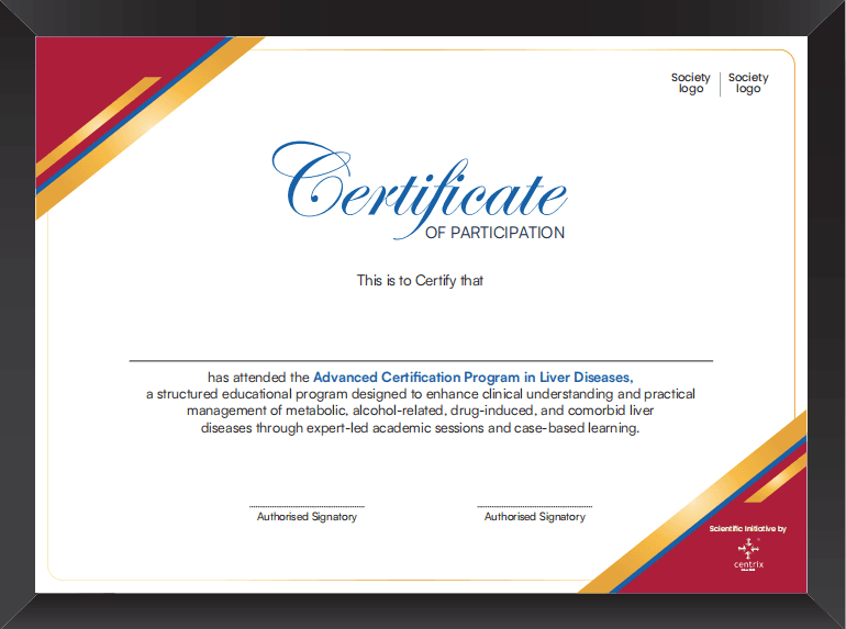 Certificate of Participation for the Advanced Certification Program in Liver Diseases